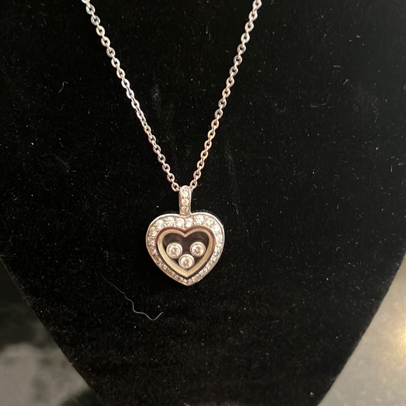 Sterling silver Floating diamonds necklace and ring. Ring size 6 - Picture 2 of 5